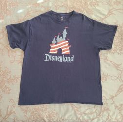 Disney Parks Disneyland Resort Blue Patriotic Castle Graphic Tee Shirt Men XXL