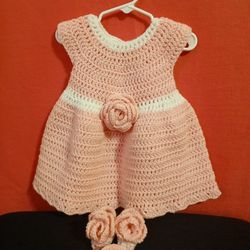 0-3 Months Baby Dress, Shoes And Headband