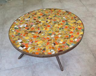 Handmade Mosaic Coffee Table – Mid-Century Style – Round