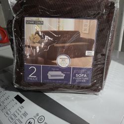 Maytex 2 PC Stretch Sofa Cover (Chocolate)