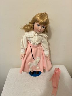 Porcelain Doll with Poodle Skirt Outfit
