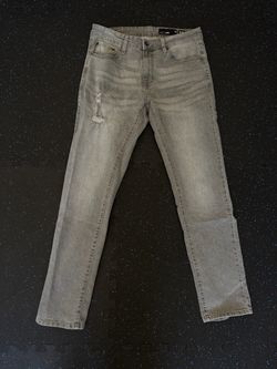 Gray Distressed Slim Fit Jeans W32