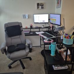 Desk, Chair, and Monitors For Sale