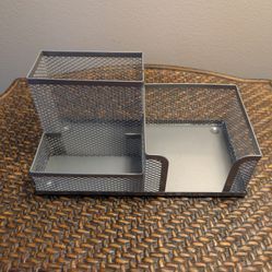 Silver Mesh Desk Organizer 8" Wide