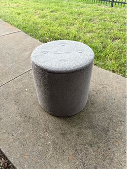 Grey Boucle Round Ottoman - Stylish & Versatile, Pickup Today