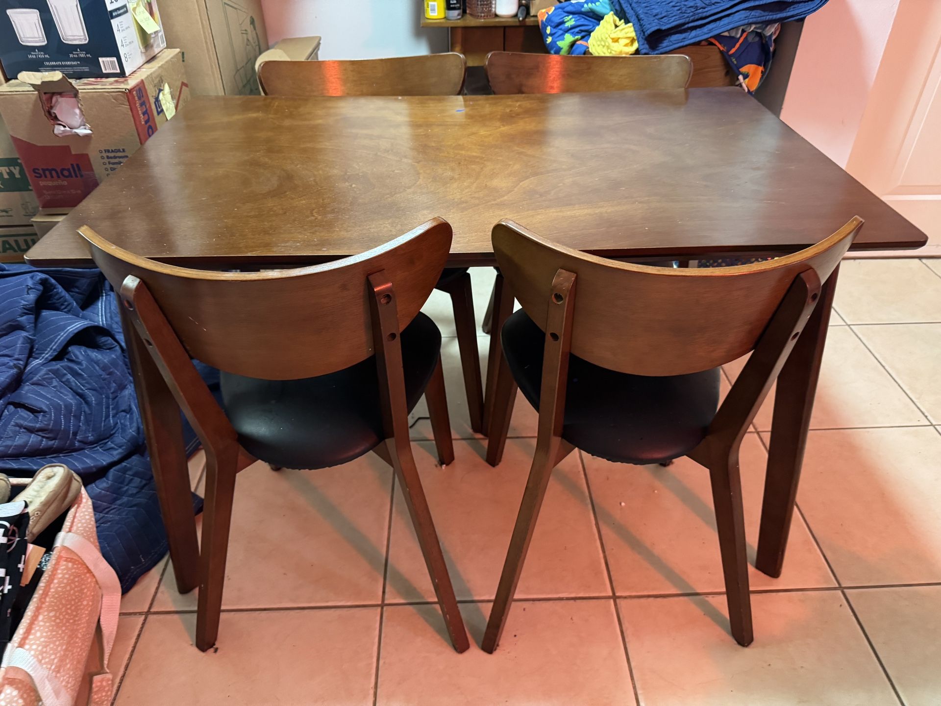 Mid Century Walnut Dining Table And Chairs