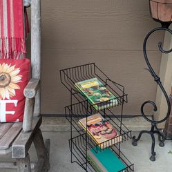 Mid Century Modern Book Magazine Display 3 Tiered Stand or Pantry Rack