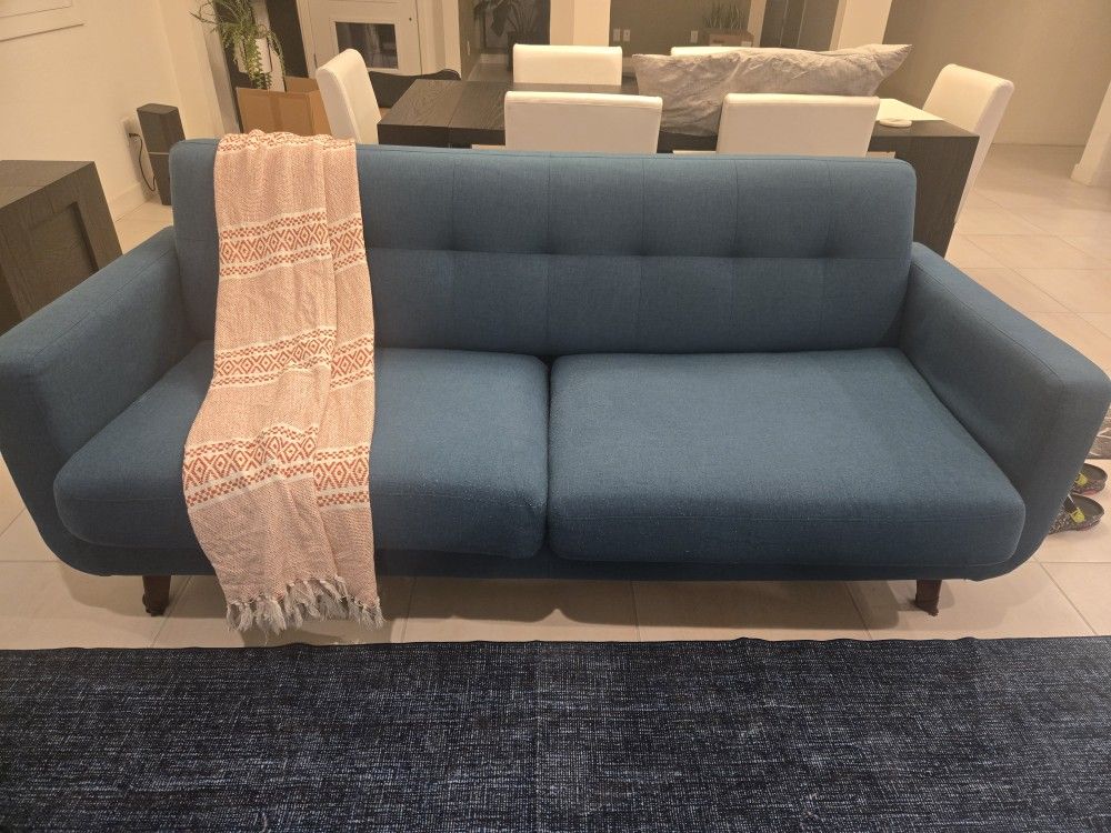 Two Mid century Modern Teal Couches