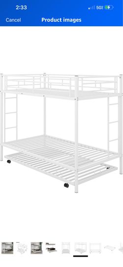 Twin bunk beds with trundle and mattresses