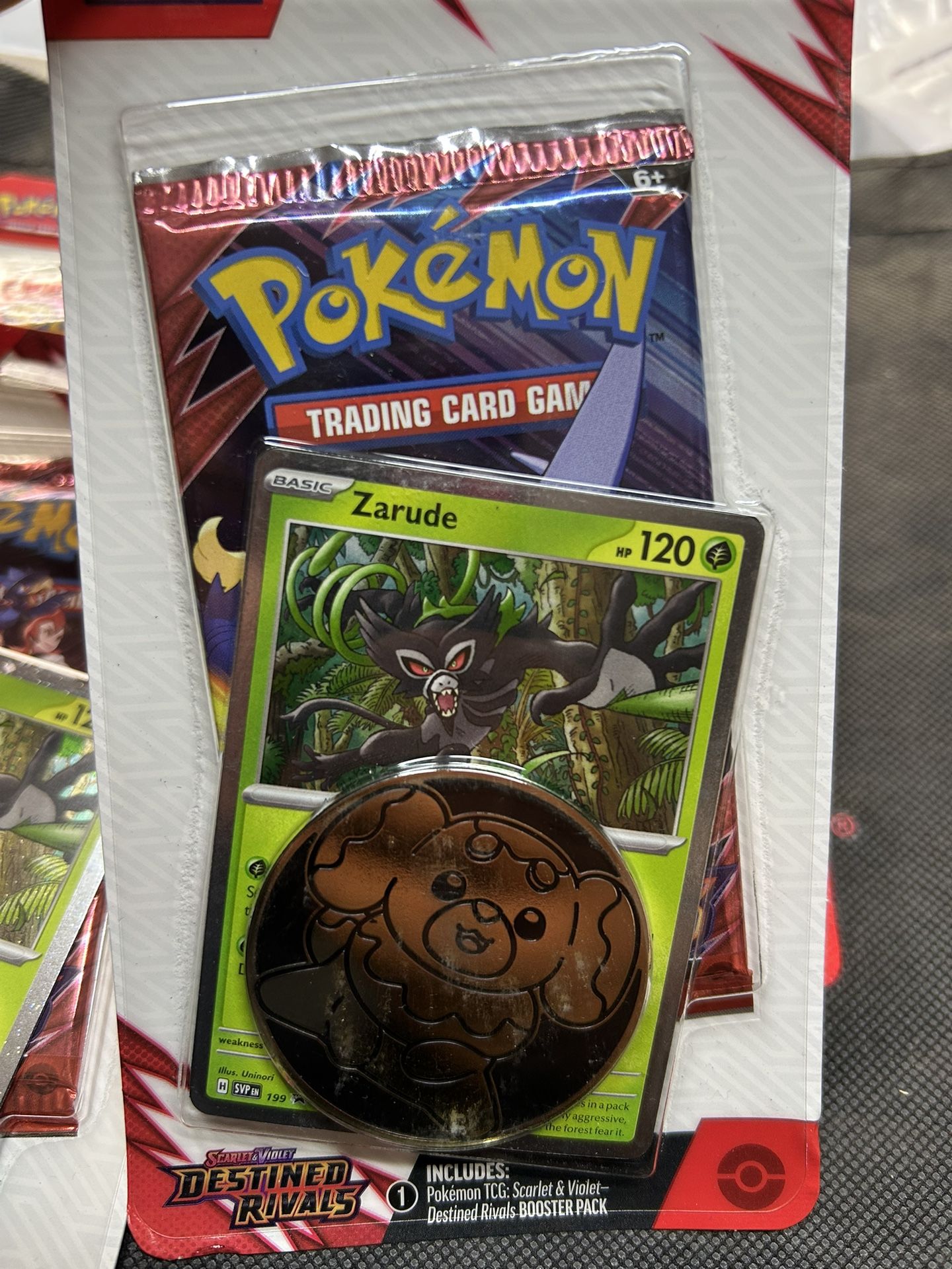 Pokémon TCG: Scarlet & Violet—Destined Rivals Checklane Blister featuring the mythical Pokémon Zarude