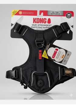 KONG Ultra Durable Dog Harness Medium Black Waste Bag Pocket
