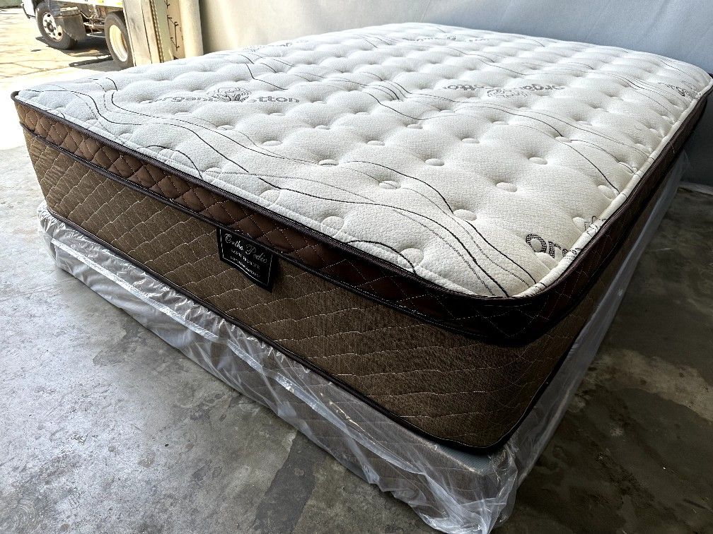 King Organic Cloud Europillow Top 12inch Mattress And Boxspring