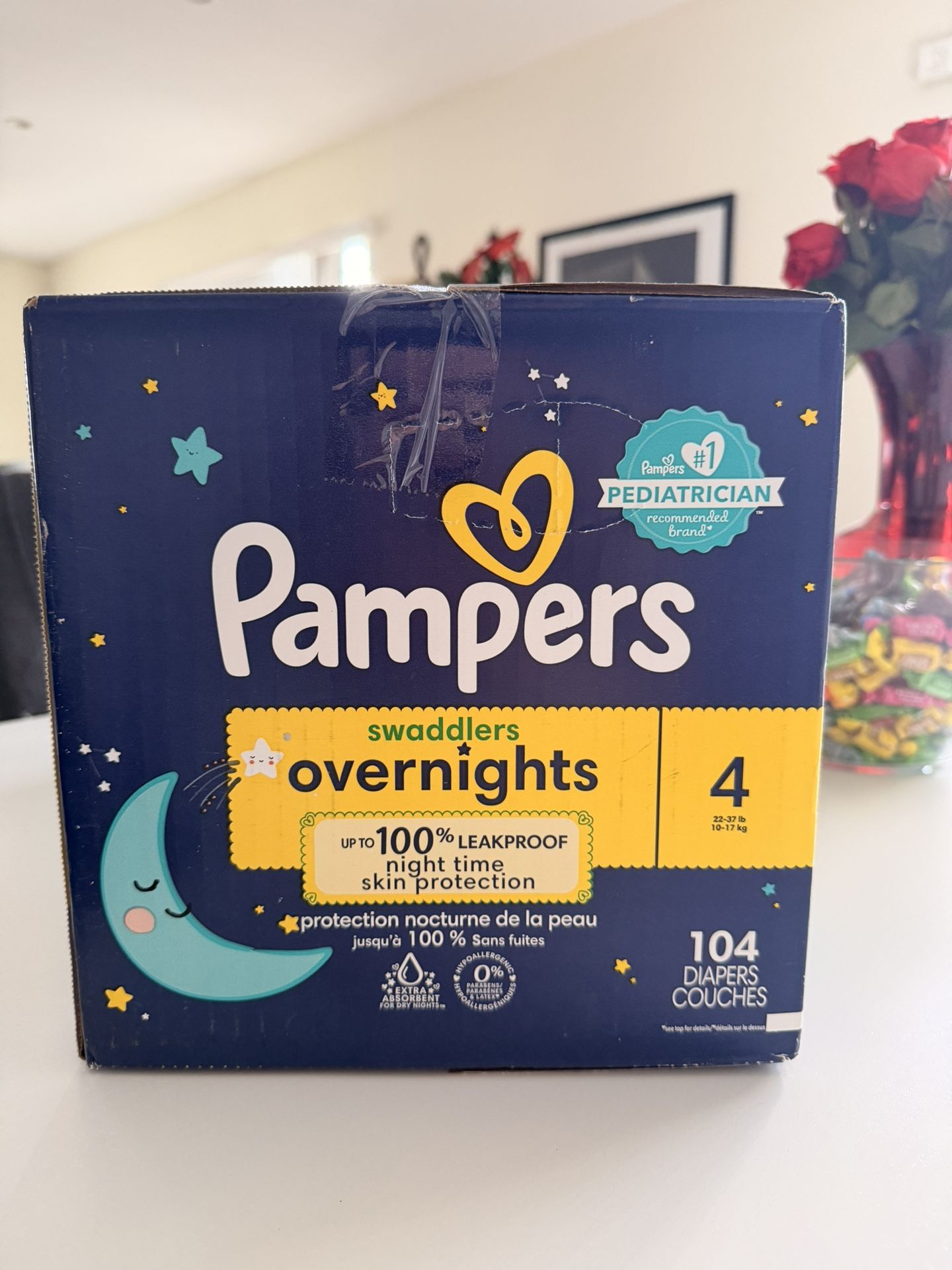 Pampers Overnights, Size 4 Count 104