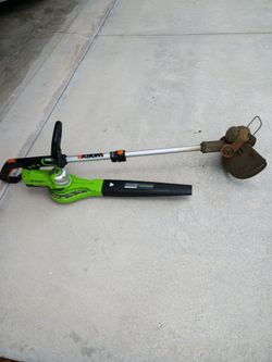 Worx 20v trimmer and green works 24v blower