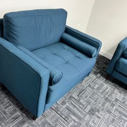 2x Blue Armchair Sofa Couch