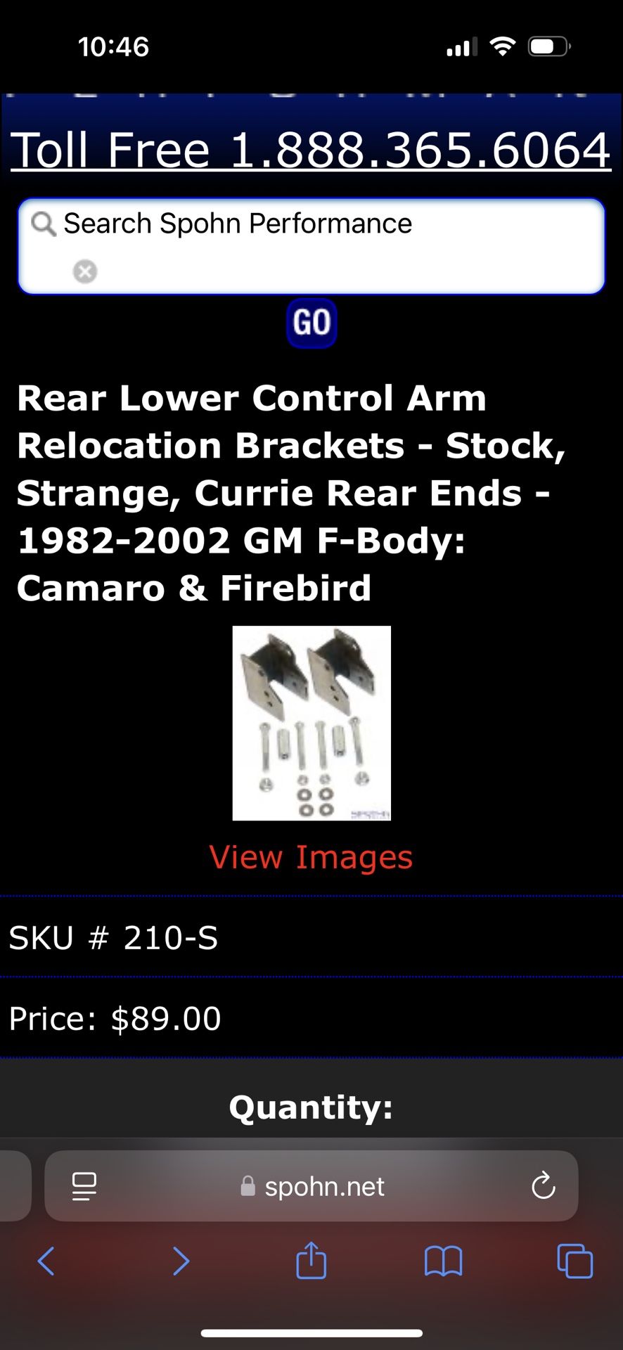 F Body Control Arm Relocation Brackets