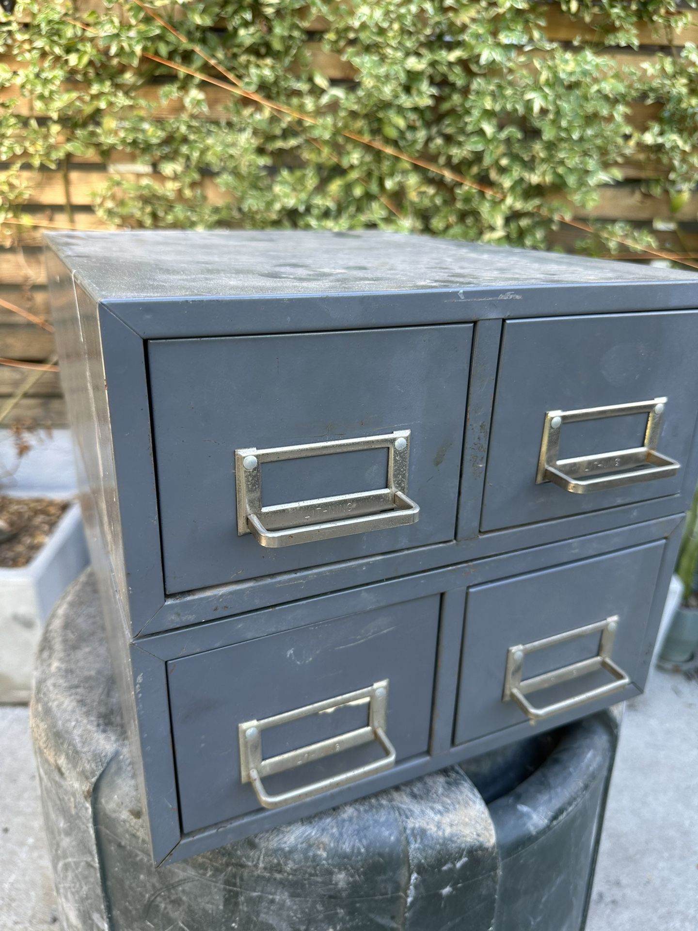 Vintage metal card cabinet storage cabinet