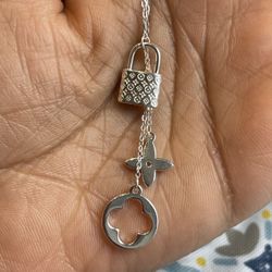 Solid Sterling Silver 925 Lock Necklace 