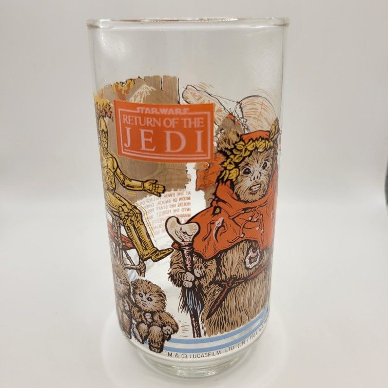 Vtg 1983 Star Wars Return of the Jedi Ewok Village Coca Cola Glass Burger King