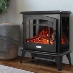 Barton 1500W Adjust Electric Fireplace Free Standing Heater Wood Fire Flame Stove Black