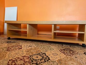 Low TV Stand w/Casters & Open Shelves