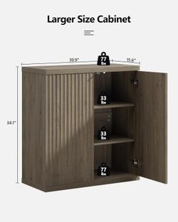 SICOTAS Buffet Cabinet with Storage Accent Sideboard Modern Credenza with Doors & Shelves Fluted Media Console Mid Century Coffee Bar Table for Living
