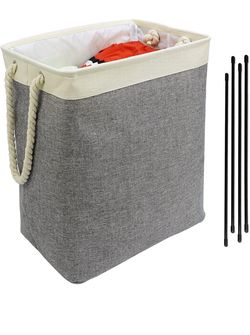 Cotton laundry hamper with lid and rope handle