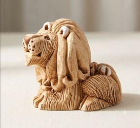 Vintage Artesania Rinconada Hand-Carved Earthenware Lion Figurine - Signed AR