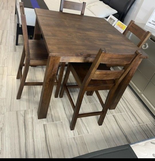 *Now Available*---Brantley Rustic Pub Height Dining Table Sets W/4 Chairs---Delivery And Financing👌
