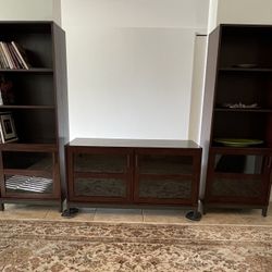Dual bookcase and Entertainment Stand Crate & Barrel