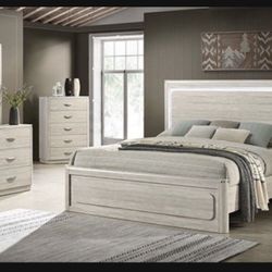 Brand New Elegant 4pc LED Queen Size Bedroom Set 