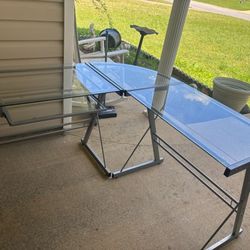 Glass, Metal Frame Desk 