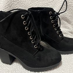 Black Suede Ankle Boots- NEW