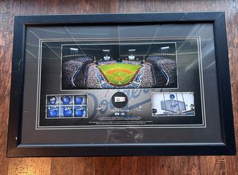 Los Angeles Dodgers Framed 10" x 18" Stadium Panoramic Collage with a Piece of Game-Used Baseball - 168 of 500