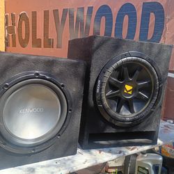 Car Audio Speakers   one  Kenwood  10 inches and one Kicker 12  inches in the Box