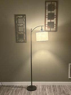 Arc Floor Lamp with Linen Drum Shade