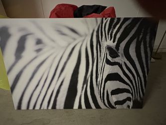 🦓 Large Black & White Zebra Canvas – Modern Wall Art