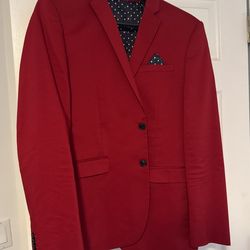 Express Red Suit Slim Fit Jacket Size Large