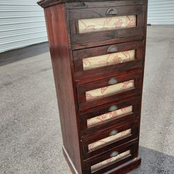 Vintage Rustic Solid Wood Tall Chest Dresser