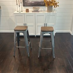 (2) Metal Stools