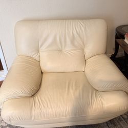 White leather couch single