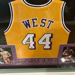 L.A. Lakers “Jerry West” Signed Jersey Framed