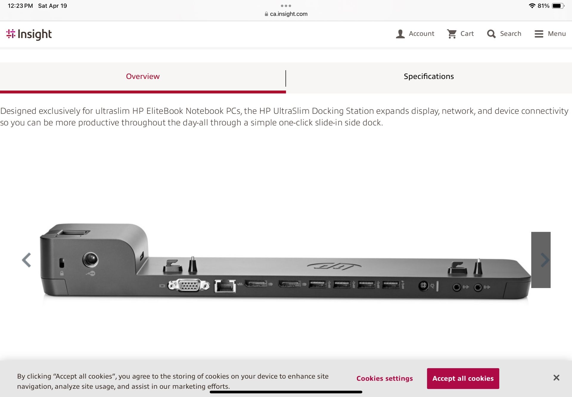 HP EliteBook Notebook PCs, the HP UltraSlim Docking Station
