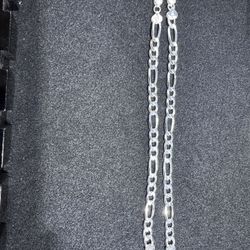 $60 Each 8inch 7.5mm Figaro Bracelet 925 Sterling Silver Italy Stamped