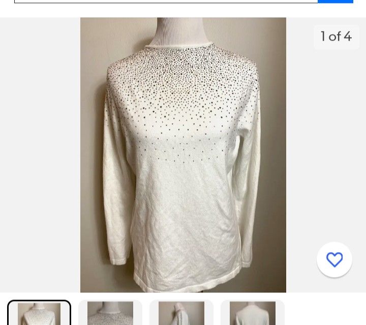 Carolyn Taylor Women's Sweater Top Round-neck White Scarf Set