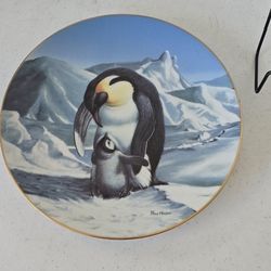 Annemarie Davidson Enamel Copper Plate With Seagulls, approx 12"
