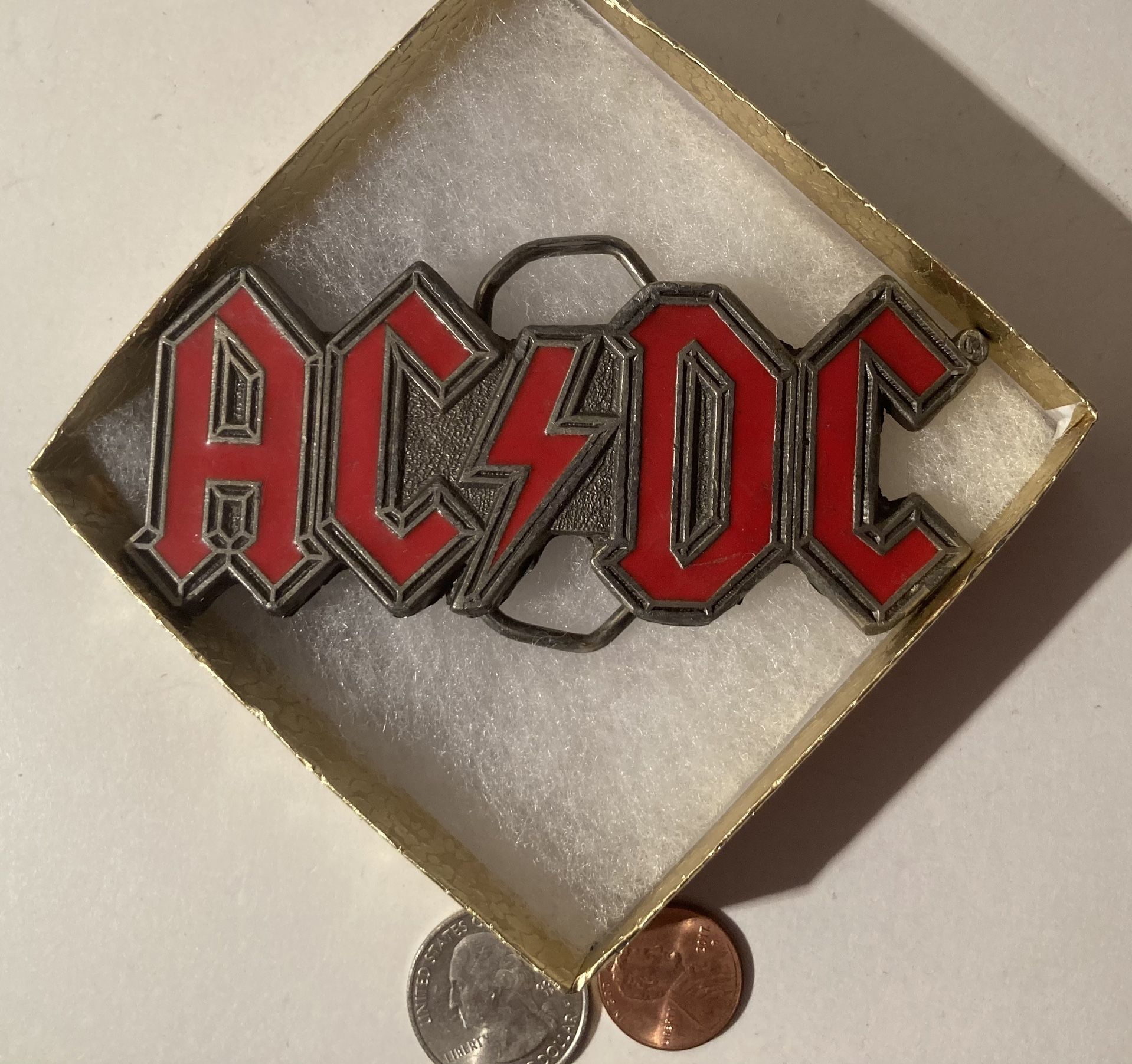 Vintage 1992 Belt Buckle AC/DC Rock And Roll Music