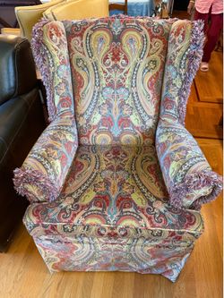 Pair of Traditional Wingback Accent Chairs with Matching Bolster Pillows