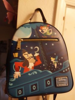 Loungefly Disney Captain Hook, Peter Pan, and Tinker Bell Backpack