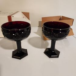 Vintage 1991 Avon The 1876 Cape Cod Collection Ruby Red Saucer Champagne Glass Set

Set of Two

